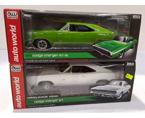 Auto World, a Boxed Pair of 1:18 American Muscle Series Dodge Charger R/T Models. Includes 1970 Dodge Charger R/T SE &amp; 19