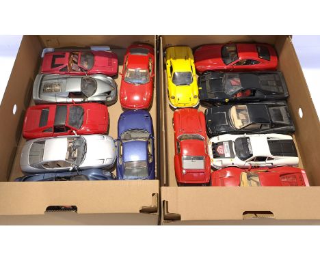 Bburago, Maisto &amp; Similar, a unboxed Group of 1:18 Scale Ferrari Vehicles. Although unchecked for completeness condition 