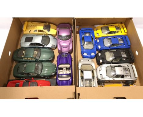 Bburago, Maisto &amp; Similar, a unboxed Group of 1:18 Scale Sports Vehicles. Includes Bugatti, Lamborghini with others. Alth