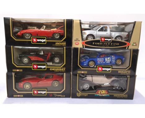 Bburago, a Boxed Group of 1:18 Scale Commercial Vehicles. Includes Bugatti EB 110 (1991), Mercedes Benz SSK (1928) with other