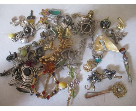 Mixed jewellery to include a Scottish brooch, 15ct gold seed pearl and opal brooch, Rotary watch, silver earrings and other i