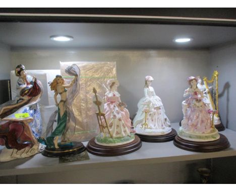 A set of four Royal Worcester Graceful Arts figurines, a Franklin Mint Salome 'Dance of the Seven Veils' figurine, limited ed