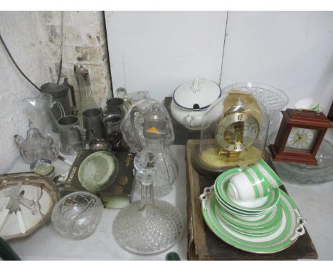 Mixed 20th century china, glass, pewter, an anniversary clock, an 1815 bible and other itemsLocation: G 
