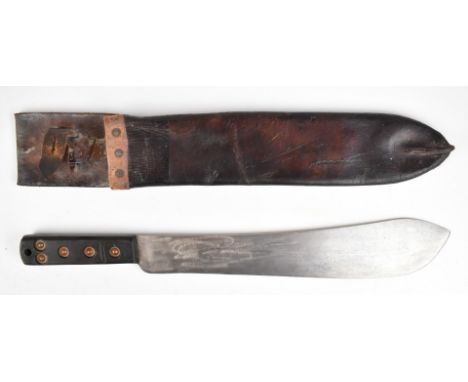 British Army Martindale machete number 227, the 14.5cm&nbsp; blade marked with broad arrow and KE 8277 dated 1956, with leath