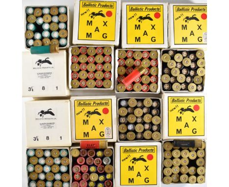 Two-hundred 8 bore shotgun cartridges including Remington and Eley, all in Ballistic Products UK boxes.  PLEASE NOTE THAT A V