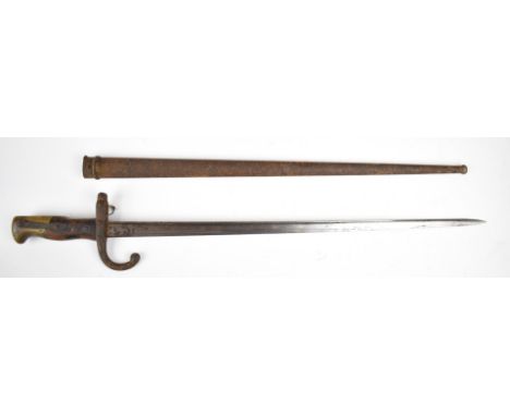 French Gras 1874 pattern bayonet with manufacture date 1879 to T form 52cm blade, serial number 20202 to quillon and metal sc