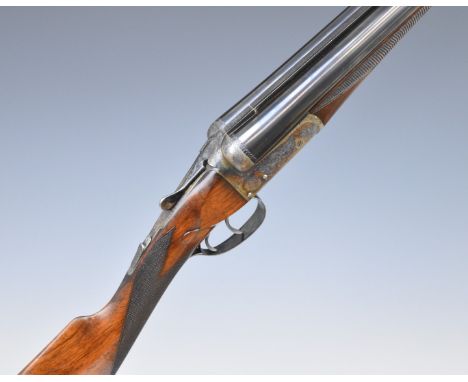 Charles Hellis & Sons Ltd 12 bore side by side ejector shotgun with named and engraved locks, engraved trigger guard, thumb l