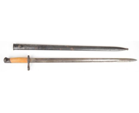 Continental bayonet with replacement grips, 54.5cm fullered blade and scabbard.&nbsp;PLEASE NOTE ALL BLADED ITEMS ARE SUBJECT