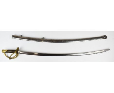 American Civil War 1860 pattern Cavalry Trooper's sword with leather and wire covered grip, US 1864 AGM and C Roby, W Chelmsf