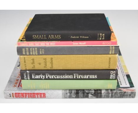 Eight gun and shooting related books comprising The Taming of The West Age of The Gunfighter Joseph G Rosa, The Revolver 1818