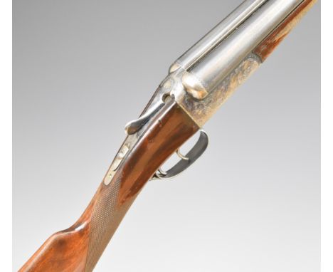 AYA Model 4 12 bore side by side ejector shotgun with named and border engraved locks, border engraved underside, trigger gua