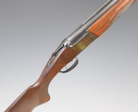 Baikal 27E-1C 12 bore over and under ejector shotgun with engraved lock, chequered semi-pistol grip and forend, single trigge