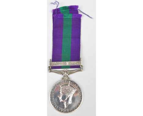 George VI General Service Medal with clasp for Palestine 1945-48, named to 14484500 Sgt R Tomlinson, Loyals