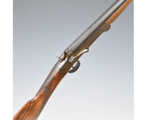 Belgian .410 single barrelled hammer action folding poacher's shotgun with chequered grip and forend and 29.5 inch barrel, ov