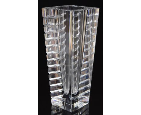 Jan Johansson for Orrefors Horizon clear cut glass vase, signed 'Orrefors JJ 5023 - 22' to base, 21.5cm tall.&nbsp;
