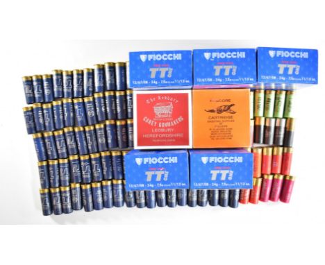 Two hundred and fifty 12 bore shotgun cartridges including Fiocchi TT one and Carey Ledbury, many in original boxes PLEASE NO