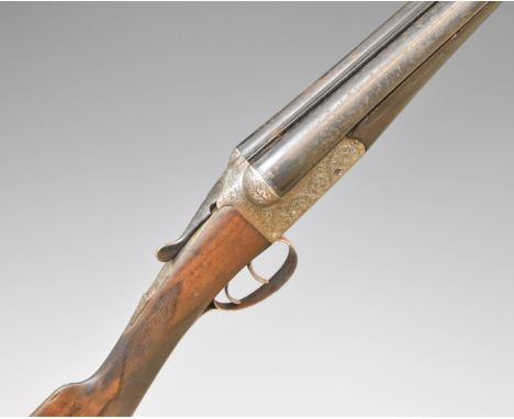 Alex Henry & Co 12 bore side by side ejector shotgun with named and engraved lock, engraved trigger guard, thumb lever, fence