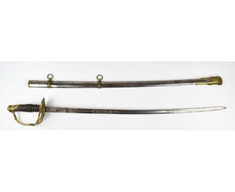 American Civil War 1860 pattern sword, with decorated pommel and guard, leather and wire covered grip and M Frank etched to 7