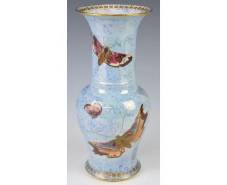 Carltonware lustre flared vase decorated with butterflies, height 25cm