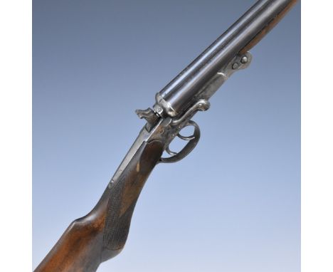 Eibar .410 side by side hammer action folding poacher's shotgun with chequered grip and forend, double trigger and 26.5 inch 