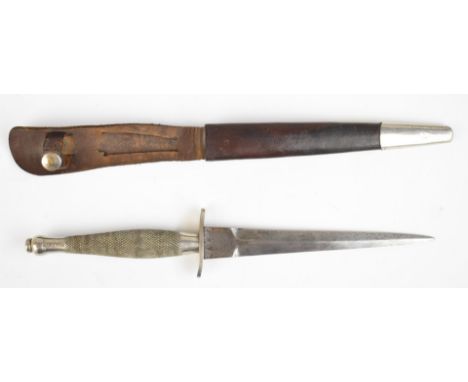 Fairbairn Sykes first pattern fighting knife&nbsp;with chequered grip&nbsp;and distinctive crosspiece, stamped 363 and 30946 