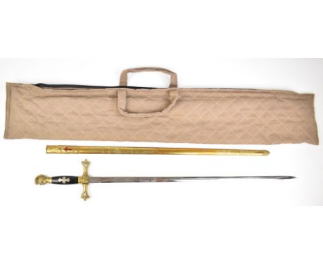 Knights Templar / Masonic sword inscribed Robert Morris to 72cm blade, Pettis &amp; Rankin Troy NY to one side of the ricasso