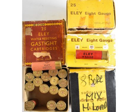 Eighty-nine 8 bore shotgun cartridges including Eley-Kynoch, all in Eley boxes.  PLEASE NOTE THAT A VALID RELEVANT FIREARMS/S