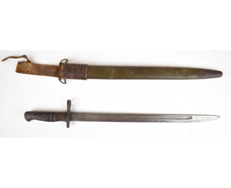 American WW1 1917 pattern sword bayonet with clear stamps to ricasso, 43cm fullered blade, scabbard and frog.&nbsp;PLEASE NOT