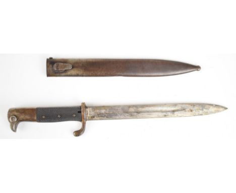 German KS98 bayonet, Weyersberg and Kirschbaum maker's mark to ricasso, chequered grip and 25.5cm fullered blade with scabbar