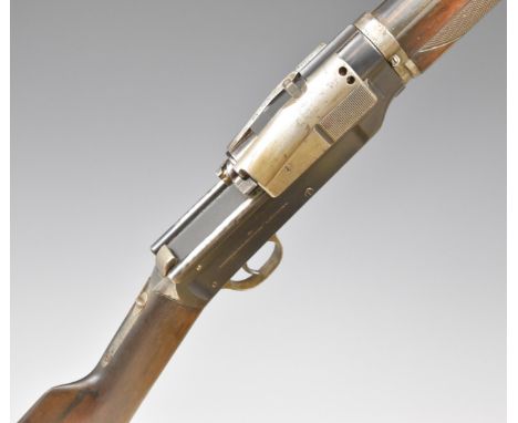 Haandvaabenvaerkstederne Kjobenhavn Sjogren System 12 bore 3-shot semi-automatic take-down shotgun with chequered forend and 