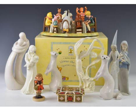 Royal Doulton Winnie the Pooh 'A Party For Me, How Grand', in box, other figures including Royal Doulton, Royal Worcester, Ll