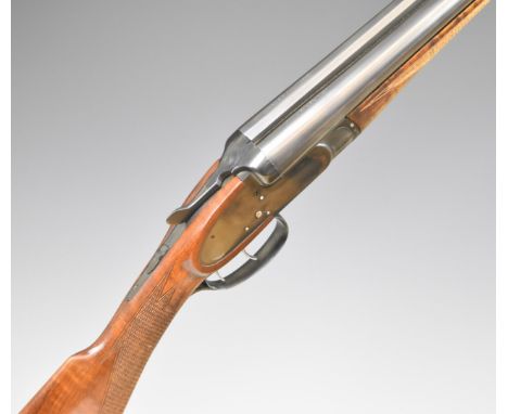 BRNO 12 bore side by side sidelock ejector shotgun with chequered grip and forend, double trigger and named 28.25 inch barrel
