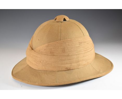 E Day, St Albans WW1 British Army pith helmet, dated to label 1917 and also marked M A Risk &amp; Son, 1917 to the leather ch