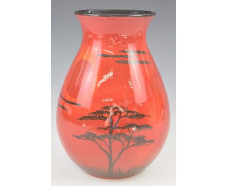 Poole Pottery vase, initialled to base SB, height 25cm