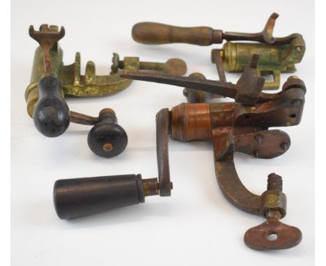 Three 10 bore shotgun cartridge re-loading roll turnover tools.&nbsp;
