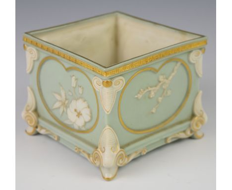 Royal Worcester Aesthetic period&nbsp;small jardini&egrave;re, with relief moulded decoration, height 9.5cm