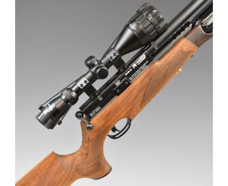 BSA R-10 SE .22 PCP air rifle with chequered semi-pistol grip and forend, raised cheek piece, adjustable trigger, sound moder
