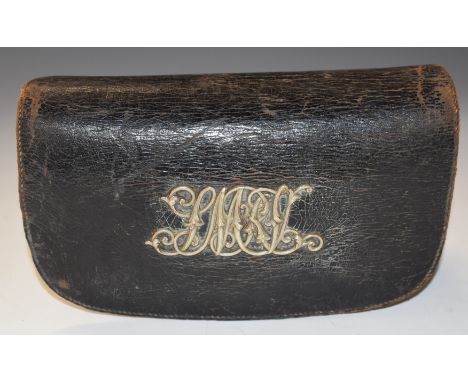 British Army South Middlesex Regiment Rifle Volunteers leather cartridge pouch with regimental cypher to front flap