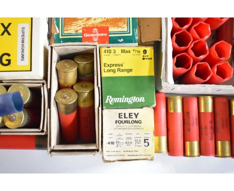 Large collection of shotgun cartridges and cartridge cases including 4 bore, .410, .36 50, 28 bore, 10 bore etc, some in orig