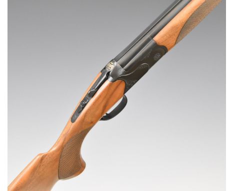 Huglu 103 DE 20 bore over and under ejector shotgun with engraved locks, underside, trigger guard, top plate and thumb lever,