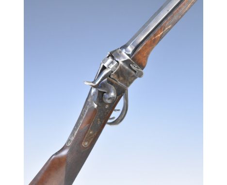 Chaparral Repeating Arms .45-70 US Gov falling block rifle with chequered grip and forend, set trigger, adjustable sights and