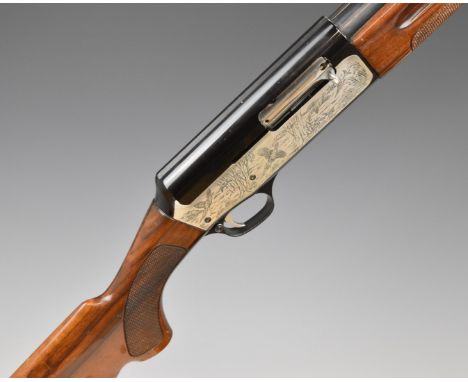 Luigi Franchi Hunter 48-AL 12 bore 3-shot semi-automatic shotgun with engraved scenes of hunters in a boat and birds to the l