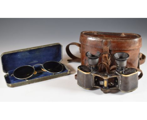 Pair of Carl Zeiss Jena binoculars in carry case together with a pair of&nbsp;WW2 Fleet Air Arm issue air crew antiglare spec