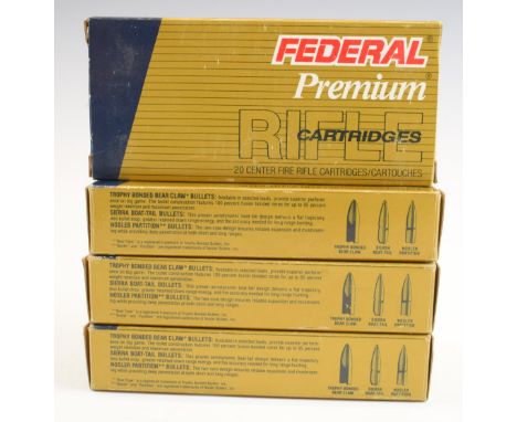 Sixty-four 22-250 Federal rifle cartridges, in original boxes PLEASE NOTE THAT A VALID RELEVANT FIREARMS/SHOTGUN CERTIFICATE 