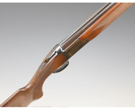 Browning 12 bore over and under ejector shotgun&nbsp;with chequered semi-pistol grip and forend, single trigger, vented top r