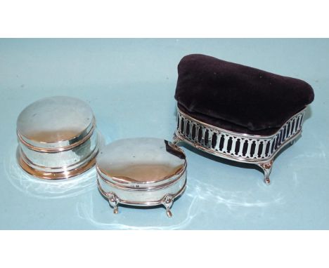 Three silver trinket boxes, various dates and makers.