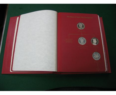 The Kings and Queens of England, first edition sterling silver proof set, comprising of forty three medallions, all presented