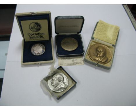 A Collection of Four Sir Winston Churchill Commemorative Medallions, to include The Churchill Centenary Portrait Silver Medal