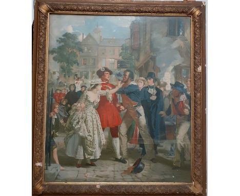 A print after Alexander Johnston, 'The Press Gang', framed and glazed (51x44 cm).