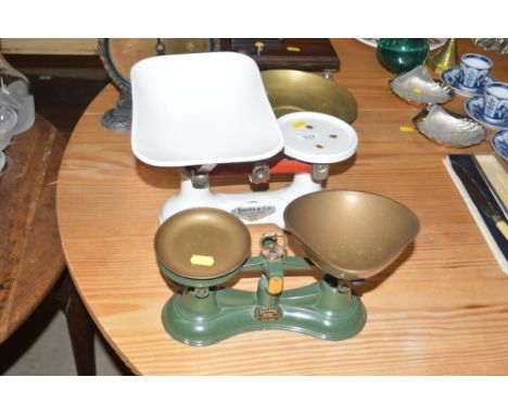 A set of Salter scales and a set of Davis &amp; Co of Colchester scales